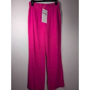 Tea & Cup Women's Fuschia‎ High Waisted Pleated Flare Dress Pants Size M NWT